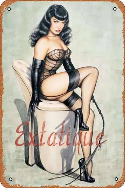 

Металлический плакат Bettie Page Extatique Blockmount Man Cave