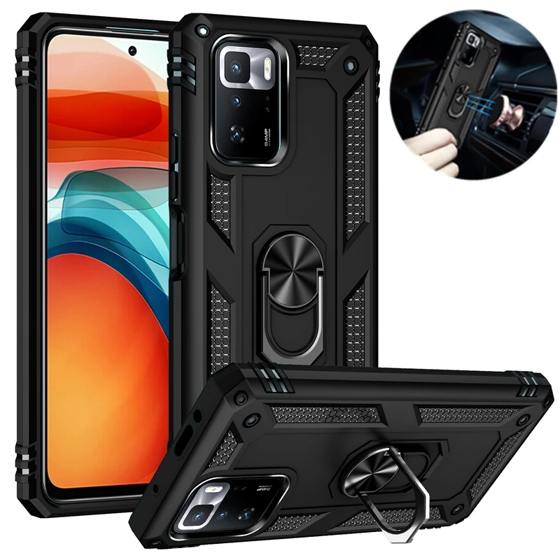 

For Xiaomi POCO F2 M3 M4 PRO 5G Case Shockproof Armor Car Magnetic Ring Stand Holder Phone Case For Poco X2 X3 GT F3 Back Cover
