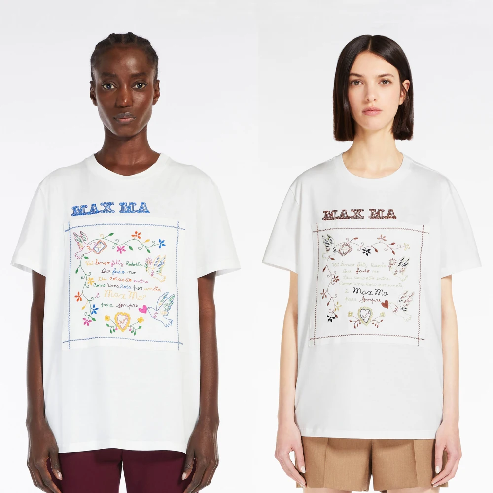 

Женская футболка с коротким рукавом и вышивкой