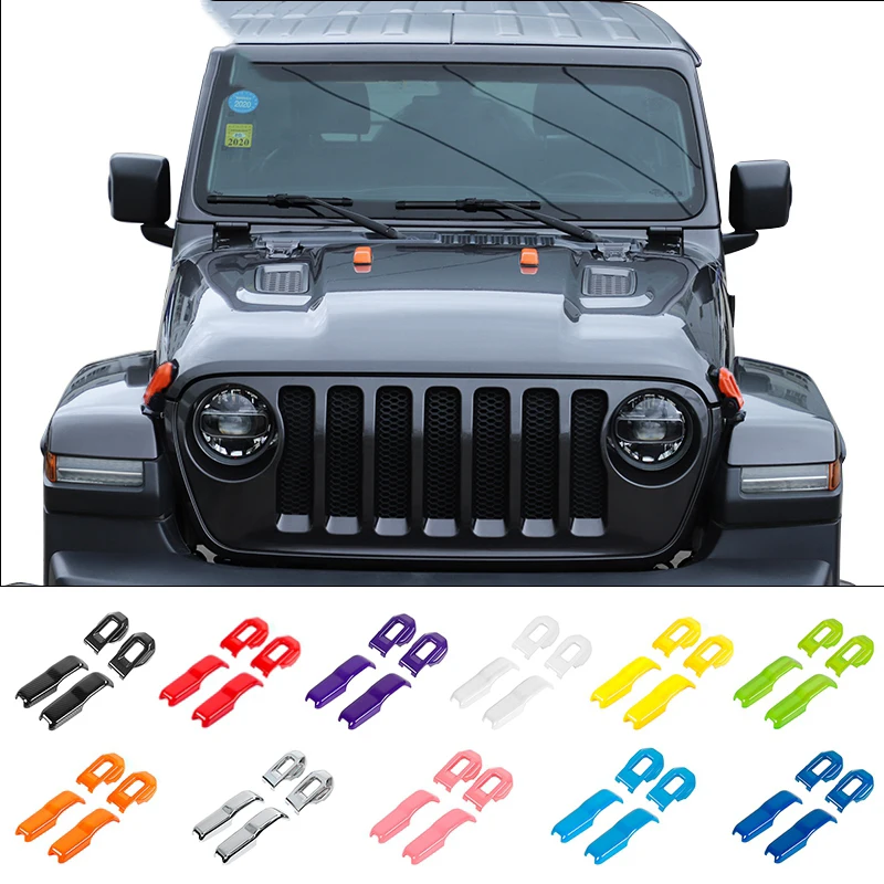

Car Hood Lock Latches Catch Engine Decoration Cover Trim Sticker Accessories For Jeep Wrangler Jl Gladiator Jt 2018 -2021