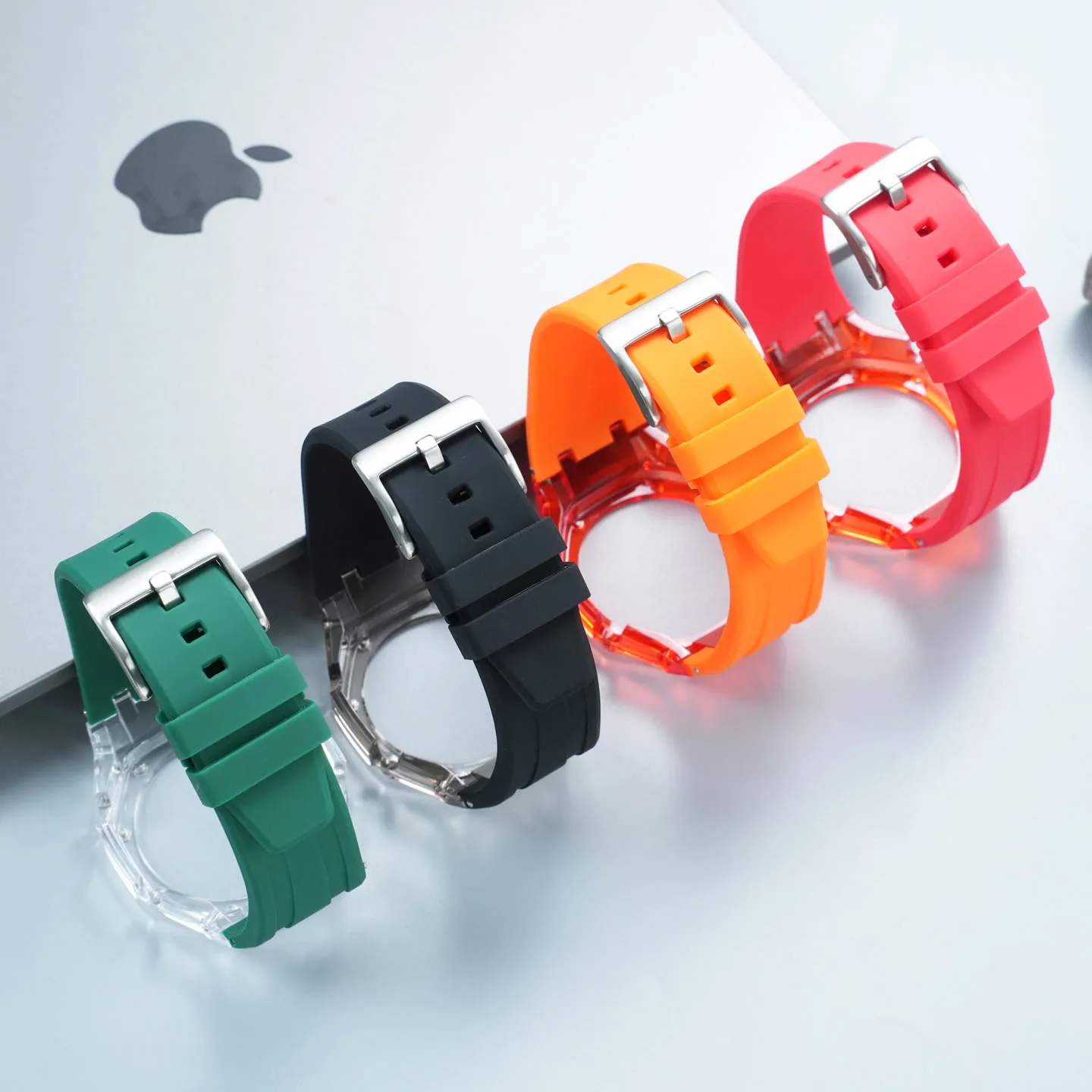 Фото Прозрачный корпус GA-2100 PC, комплект для модификации Casioak G-Shock GA2110 GAB2100, модифицированная рамка, спортивный силиконовый ремешок для часов. №5