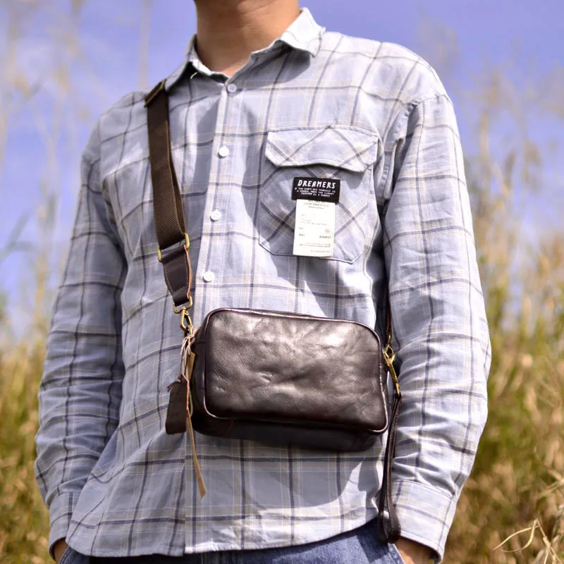 Мужской кожаный клатч AETOO многофункциональный индивидуальный ручной работы в