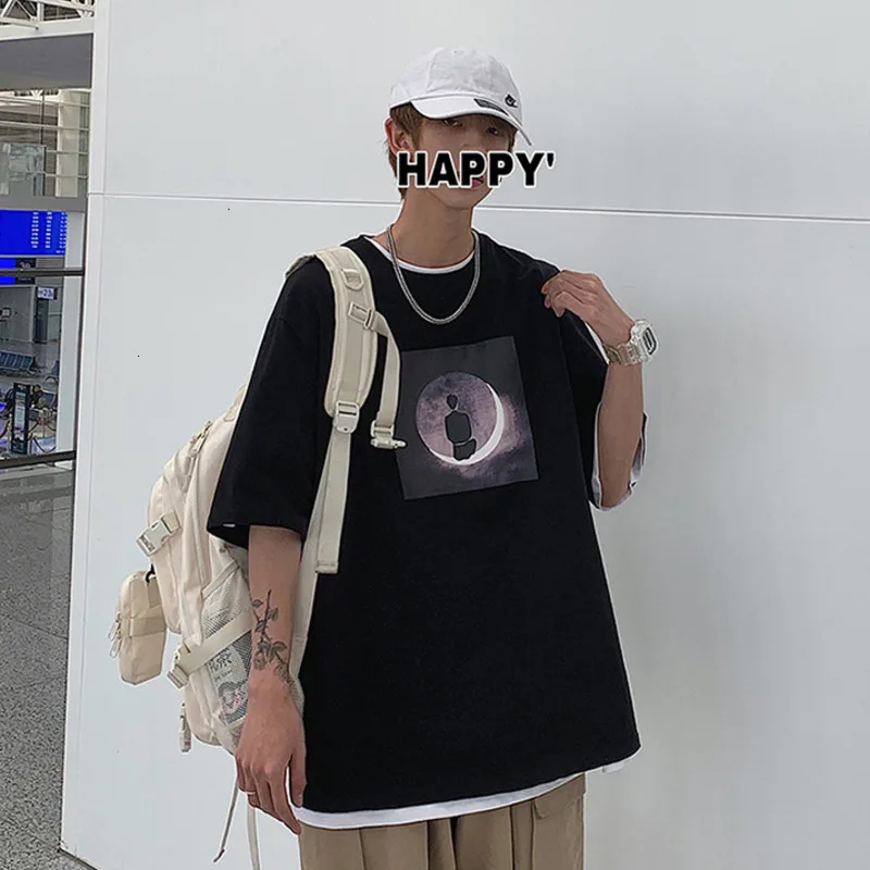 

DE Graphic Men's T-Shirt Short Sleeve T-Shirt Fashion Casual Plus Size T-Shirt Cotton Men's Korean Men's