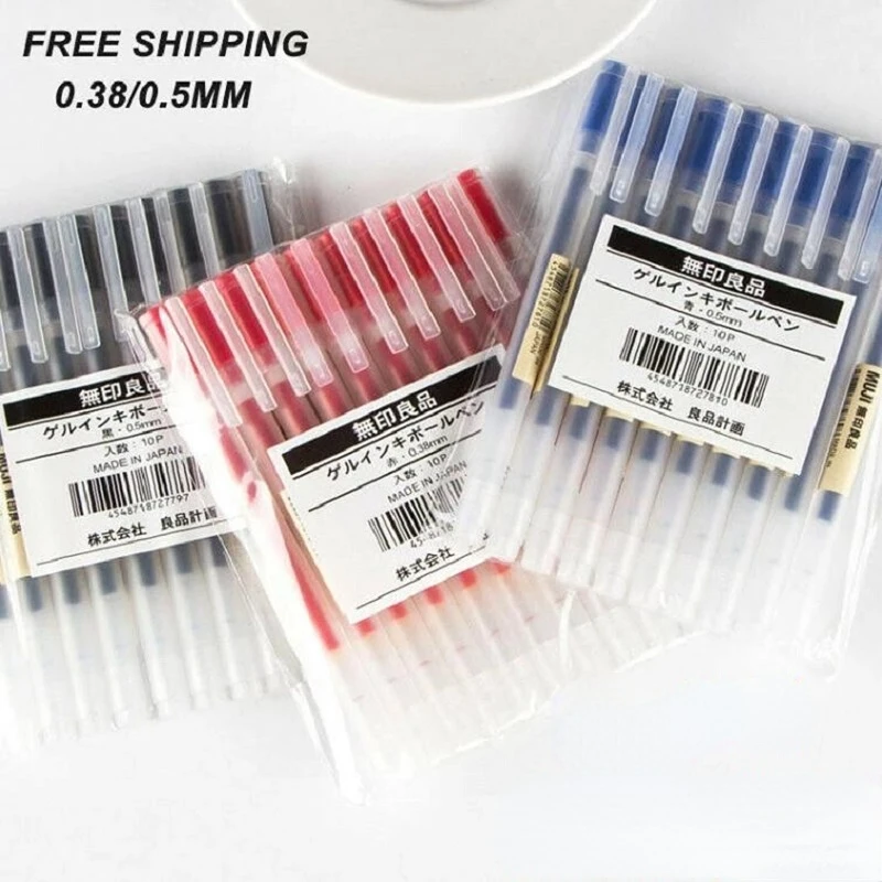 

5Pcs/Set Gel Pen MUJIs 0.38mm 0.5mm Black/Red/Blue Ink Gel Pen Japan Color Pen Signature School Ballpoint Pen kawaii Stationery