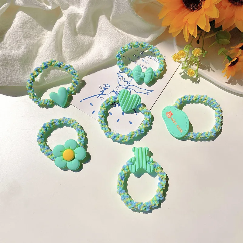 

1024 Cute Srunchies Foral Elastic Hair Bands Girls Ponytail Holder Lovely Rubber Band Hair Ties Kids Hair Accessories 2Pcs/Lot