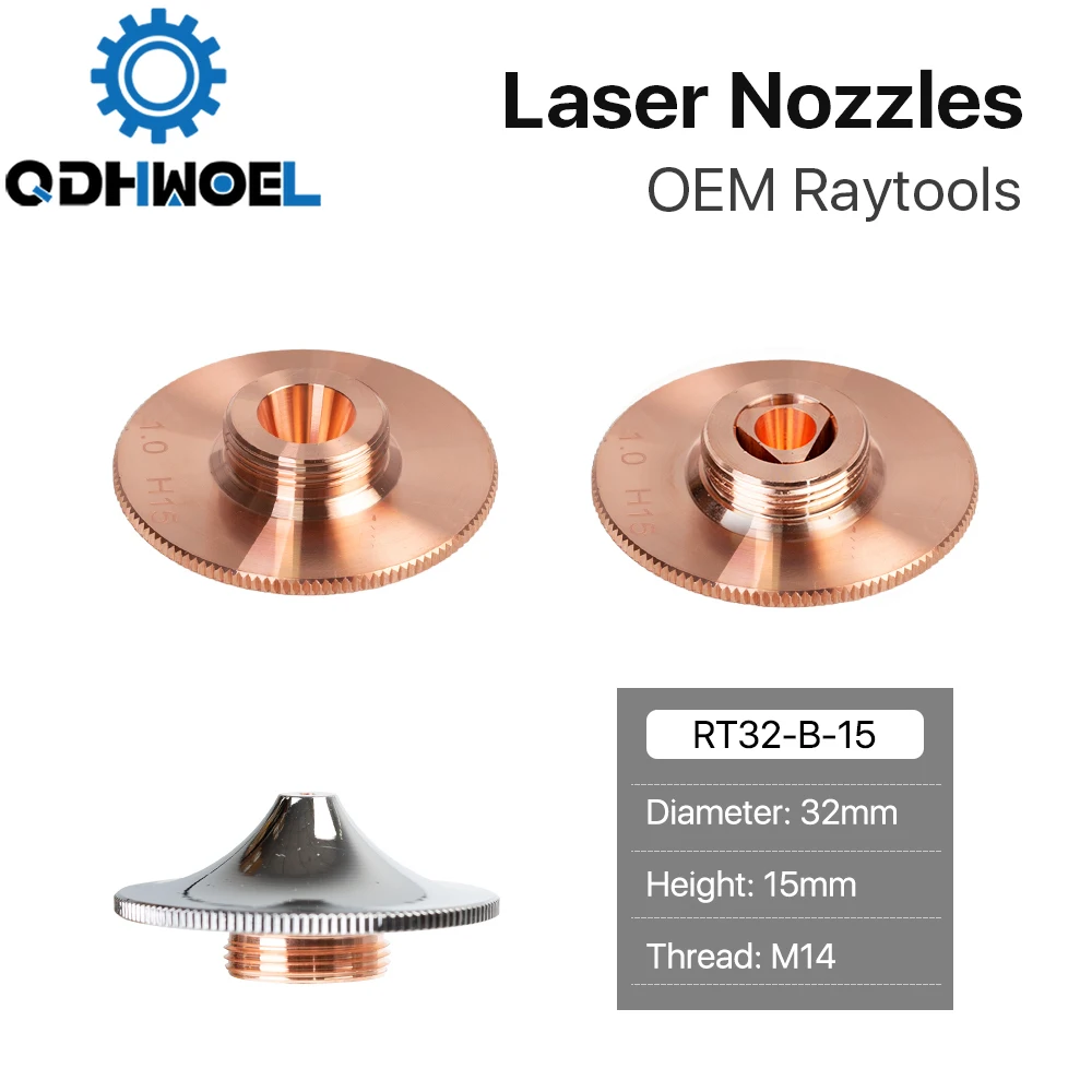 

Raytools Type B Laser Cutting Nozzle Dia.32 H15 Caliber 0.8-4.0mm Single Layer Chrome Plated Double Layers
