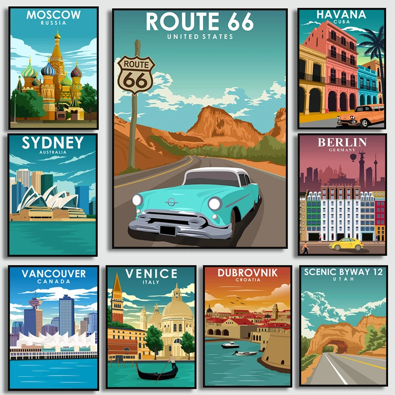 

Venice Berlin Houston Travel Nordic Print Art Canvas Poster For Living Room Decor Home Wall Picture