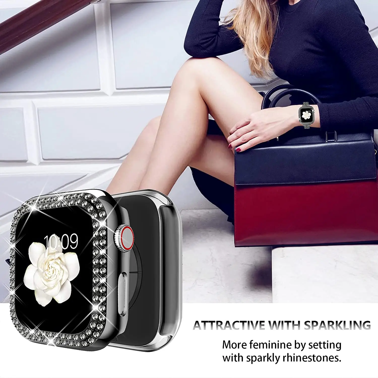 Чехол защитный Алмазный для Apple Watch Series 7 41 мм 45 аксессуары iWatch 6 SE 5 4 3 38 42 40 44 |