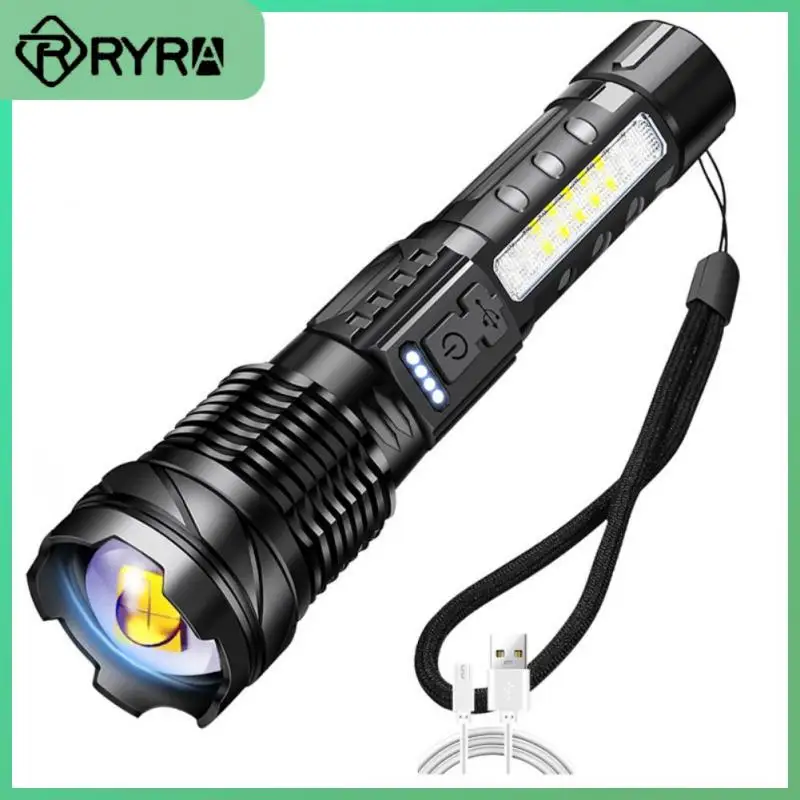 Flashlight Zoom Lamp Powerful Keychain Light Built-in Battery Emergency Spotlights Battery Torch Hand Lamp For Camping Tactical