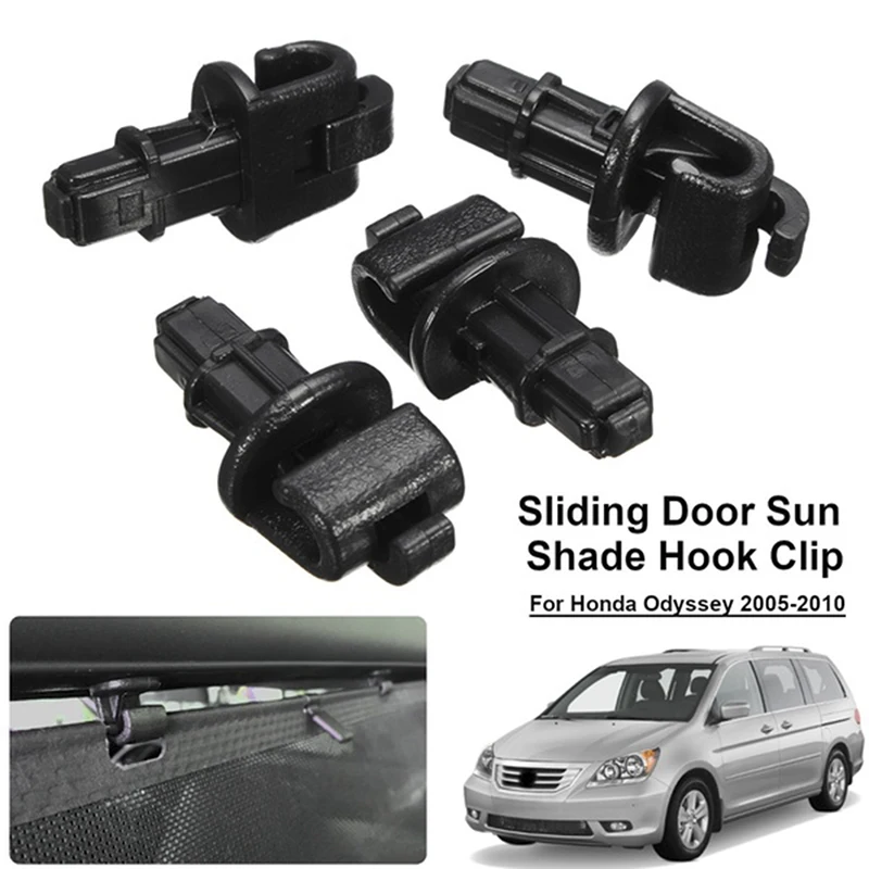 

4X Black Sliding Door Sun Shade Hook Clips Kit For Odyssey 05-10