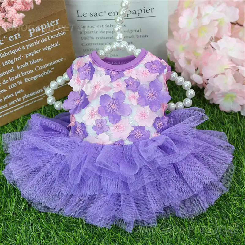 Summer Sweet Princess Dog Dress Stripe Puppy Skirt Cat Clothes Peach Flower Pet Chihuahua York Wedding Dresses YZL