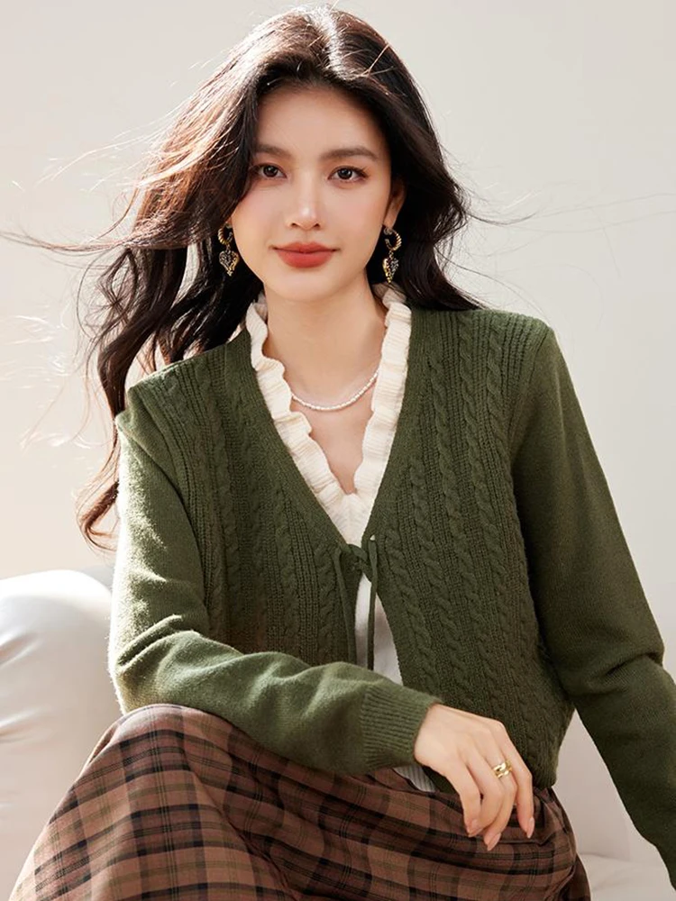 Свободный повседневный трикотаж с v-образным вырезом искусственный свитер из