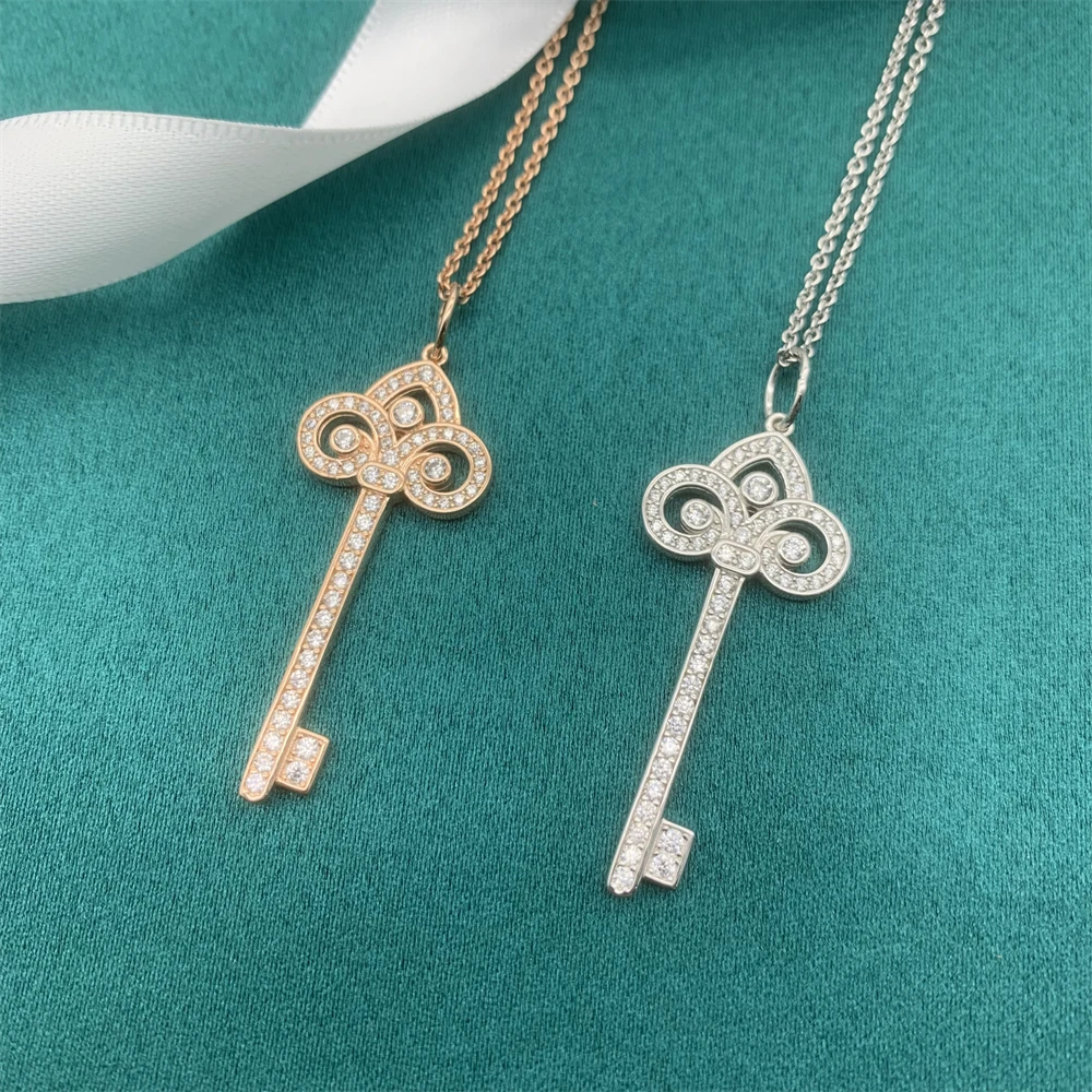 

S925 shiny key necklace jewelry noble light luxury fashion Korean style souvenirs
