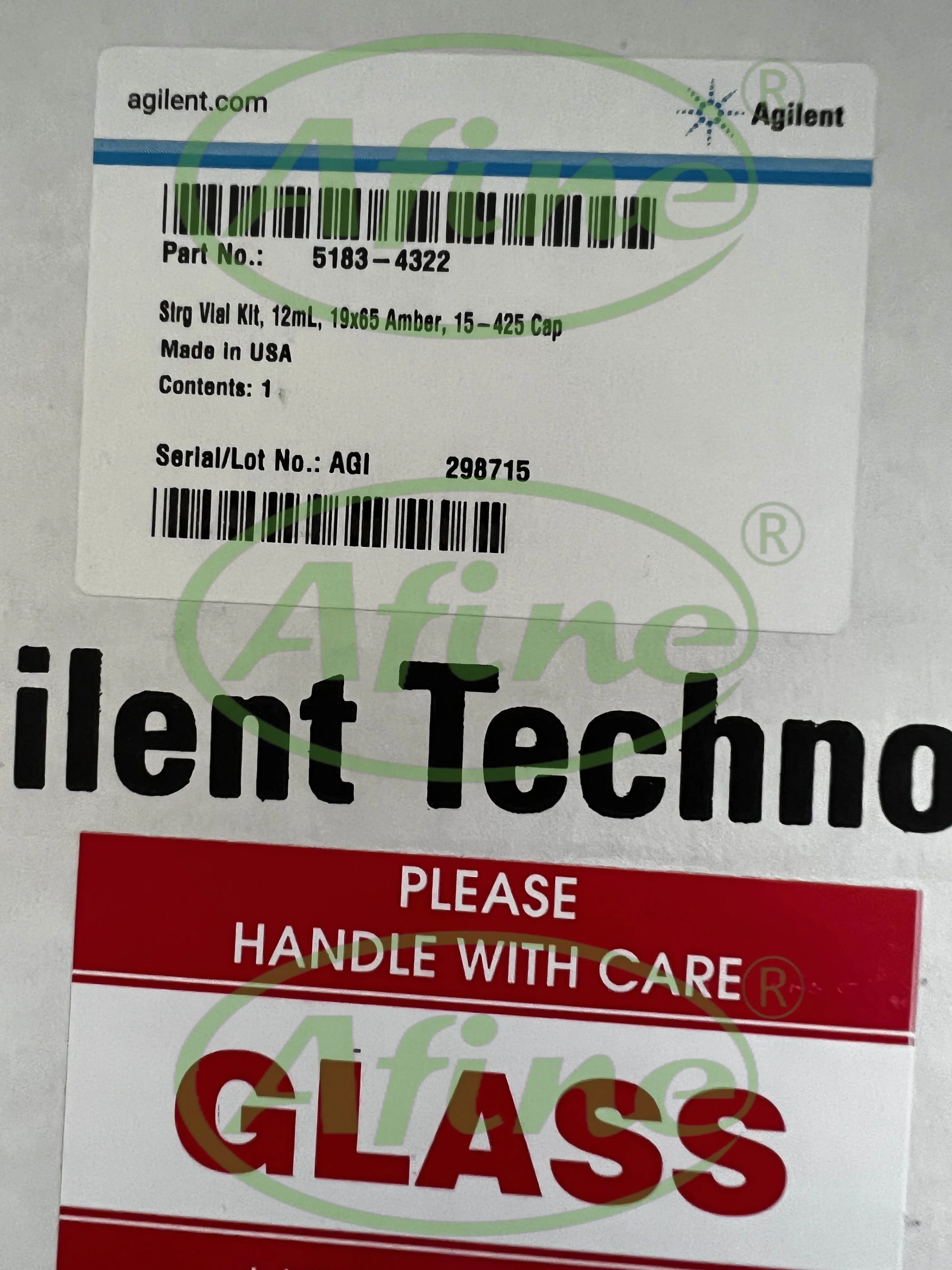 Комплект флаконов AFINE Agilent 5183-4322 12 мл янтарный флакон 19 x 65 закрытый верх 15-425