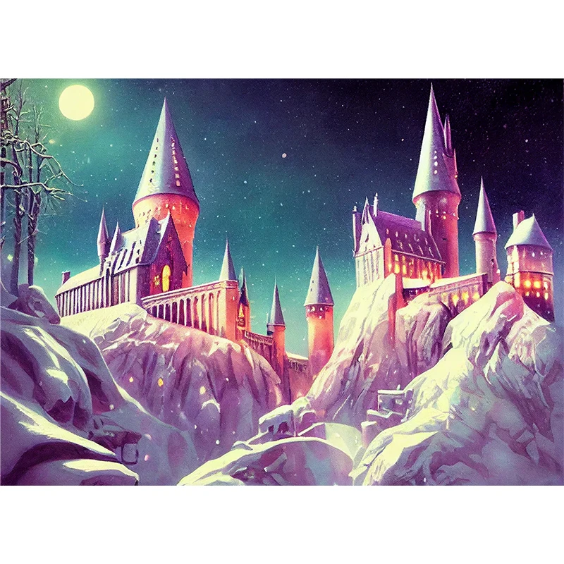 

Full Square Drill Fantasy Moon Castle Winter Landscape 5D DIY Diamond Painting Cross Stitch Rhinestone Mosaic Picture Home Decor