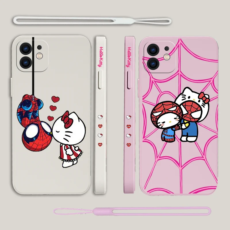 

Spidermans Hello Kitty Phone Case For Samsung Galaxy S23 S22 S21 S20 Ultra FE S10 4G S9 S10E Note 20 10 9 Plus With Lanyard