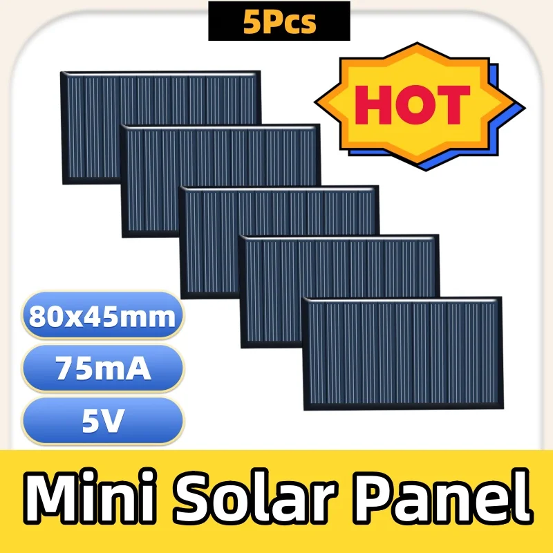 

Солнечные панели 5В 75 мА, 5 шт.