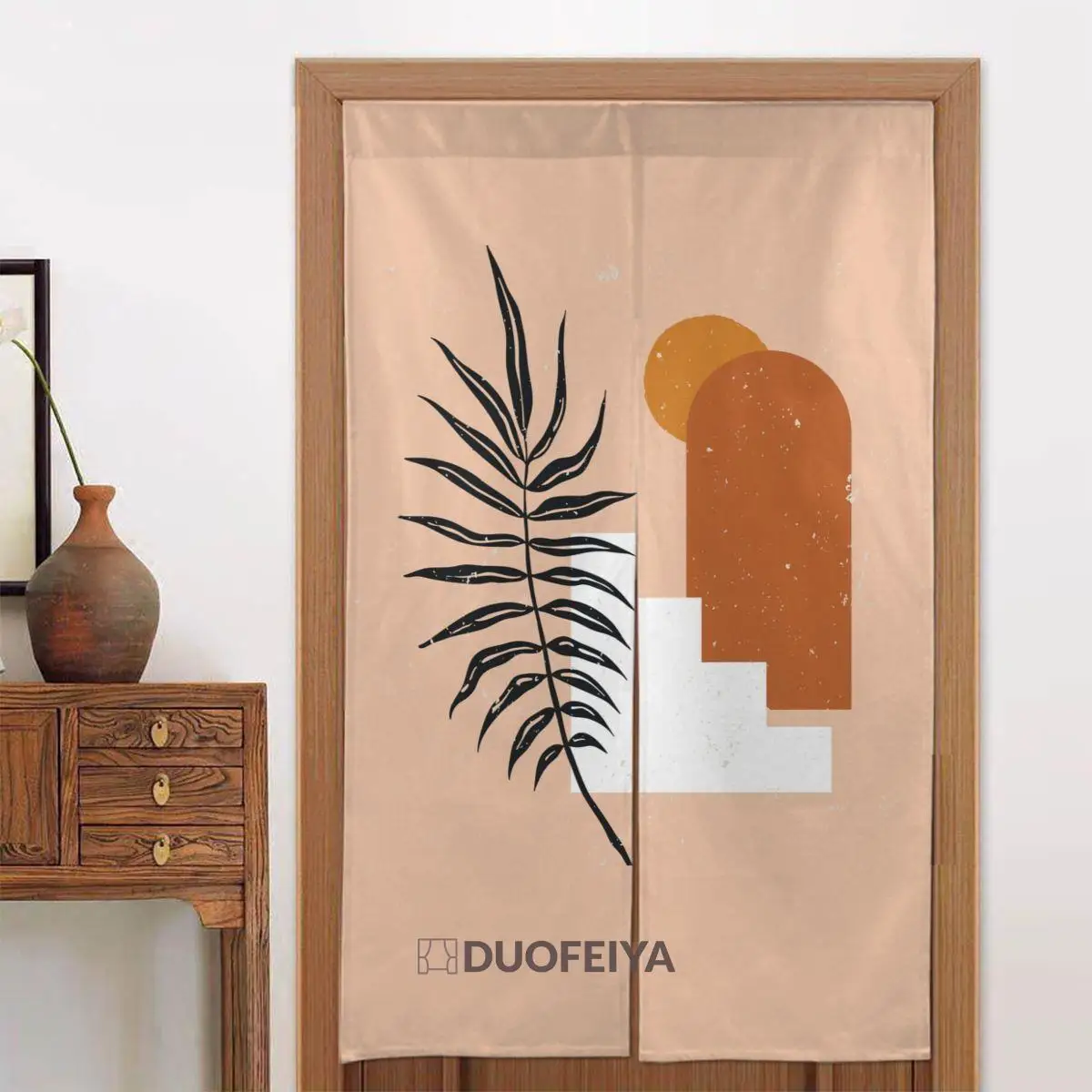 

Nordic Modern Door Curtains Geometric Japanese Blackout Curtains Cotton Linen Printed Curtain Panels for Kitchen Toilet Gift