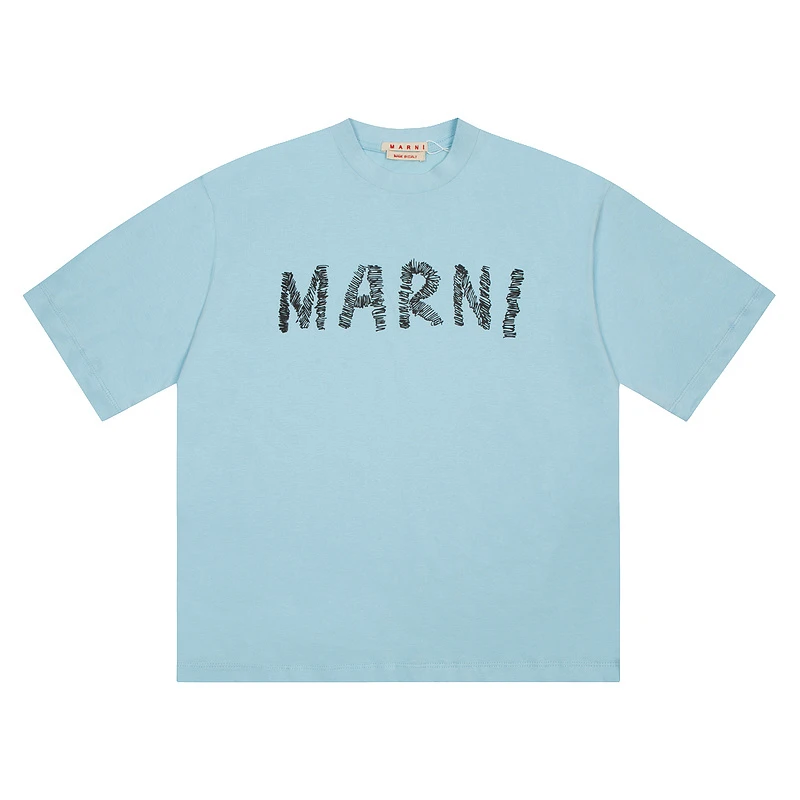 

Новая футболка с логотипом Marni для мужчин и женщин, Высококачественная футболка 1:1, топы, футболки