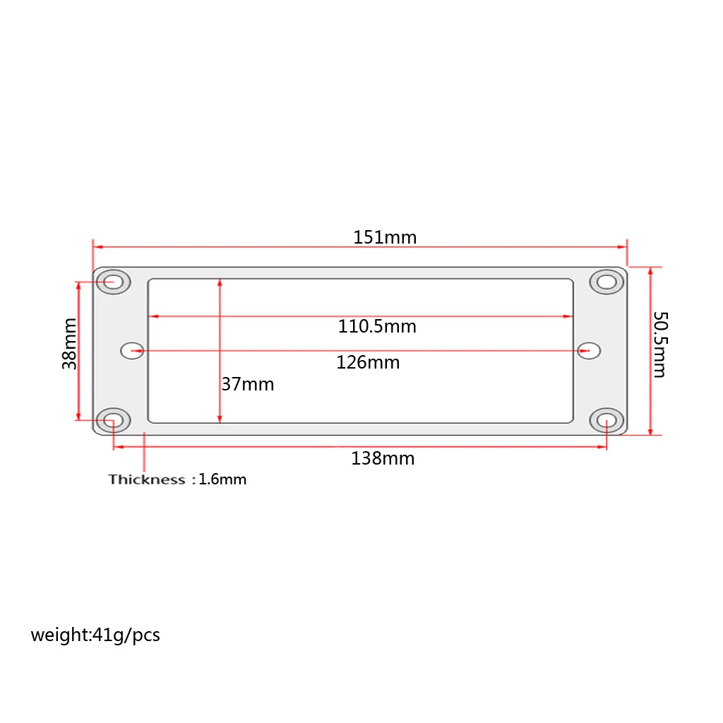 

Bass Electric Guitar Flat Base Metal Pickup Humbucker Ring / Mounting Inside Frame Size:151*50.5*1.6mm
