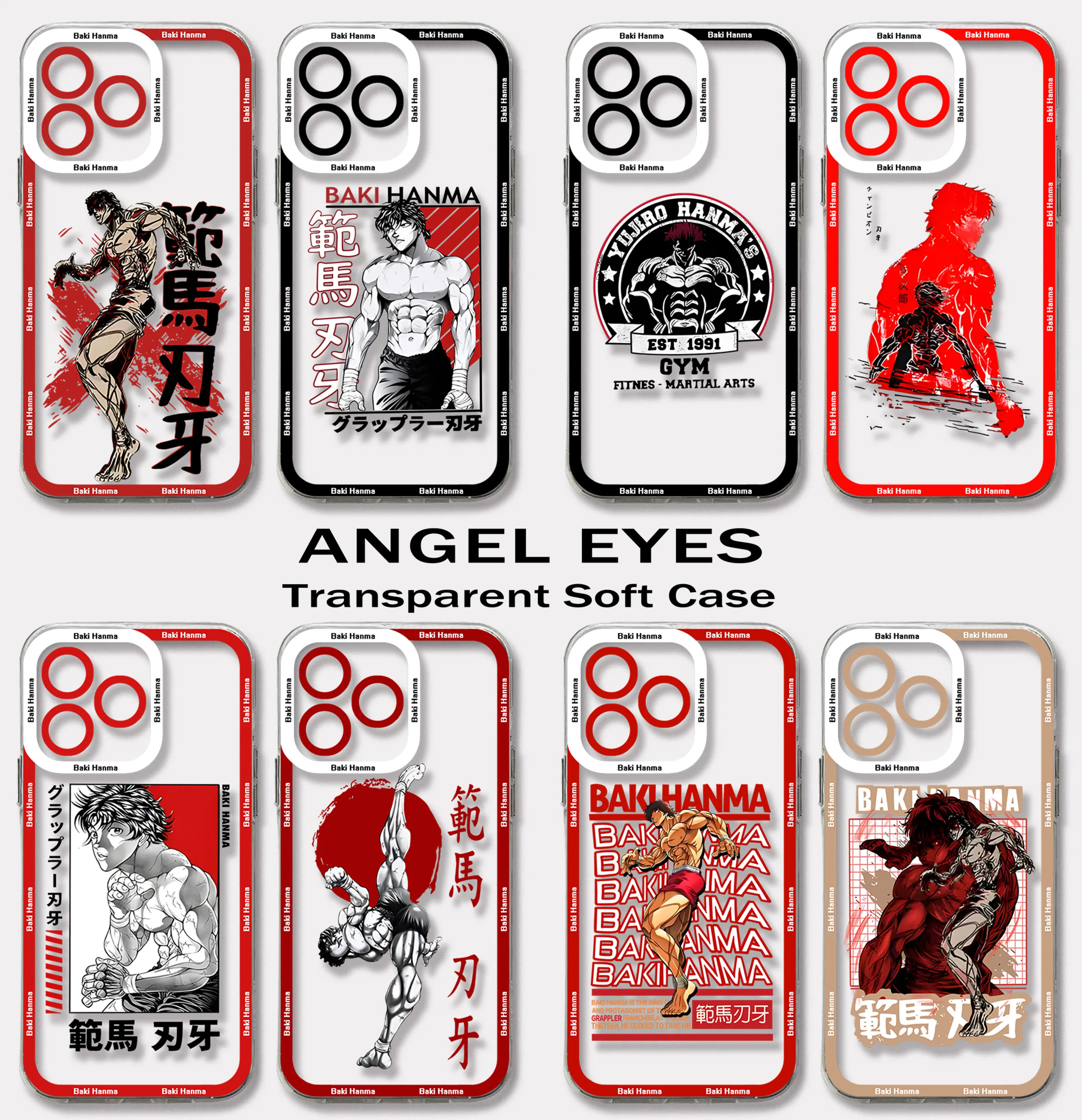 

Japan Anime Baki Hanma Comics Phone Case For iPhone 15 14 13 12 Mini 11 Pro Max X XR XS 7 8 SE 2020 Plus Transparent Cover
