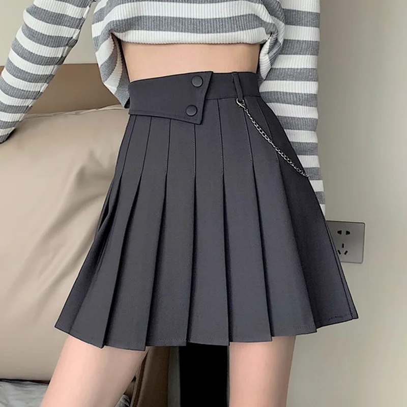 black denim skirt Fashion Ins Chic Irregular High Waist Design Mini Skirt Preppy Style Pleated Skirts Womens 2022 Spring A Line Jupe Femme red skirt