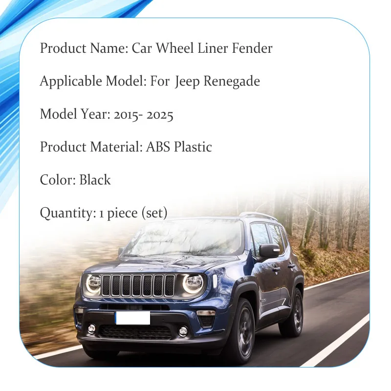 Фото Подкрылок колеса для Jeep Renegade 2015-2025, ABS, левый и правый, декоративные брызговики, боковые панели, элементы декора. №2