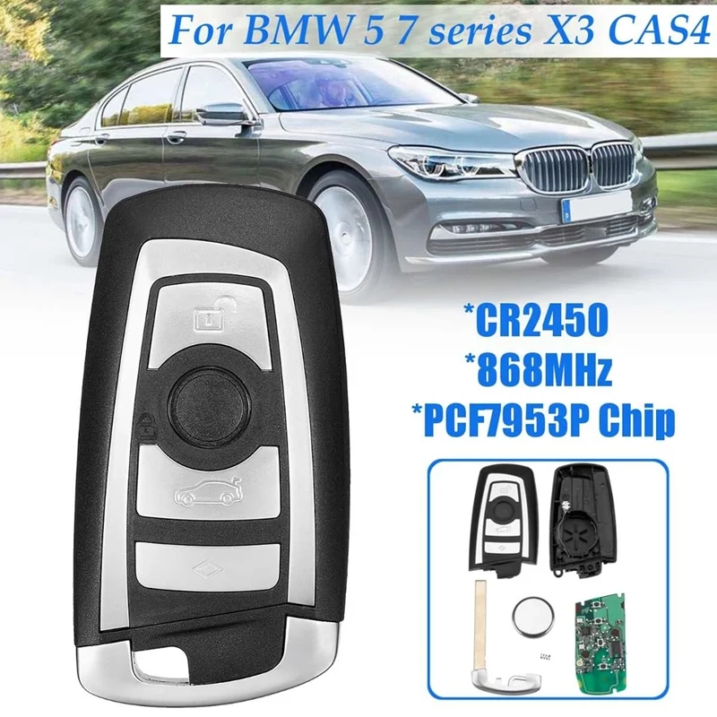 

ФОБ-чехол на 4 кнопки 868 МГц с чипом PCF7953P для BMW 5 7 Series X3 CAS4