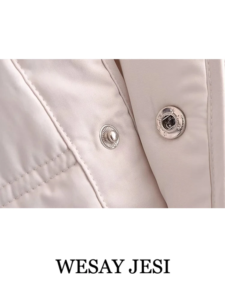 WESAY JESI Women's Winter Warm Jacket Retro Casual Ladies Top Solid Lamb Wool Long Sleeve Single Breasted Pocket Jacket Mujer