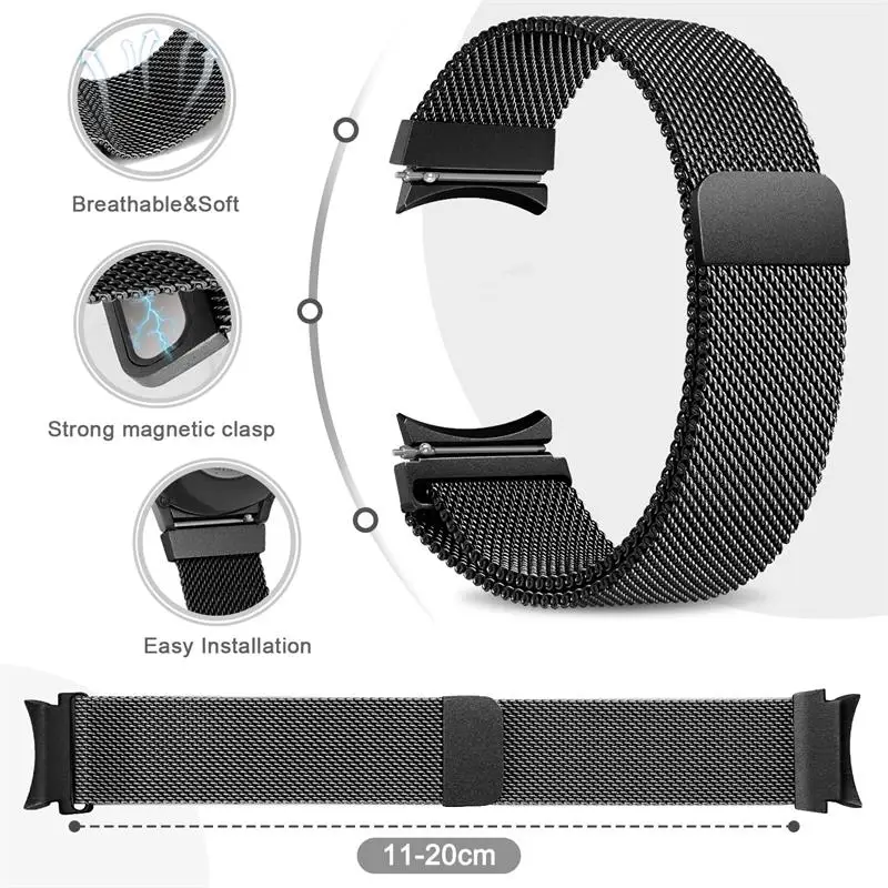 Galaxy Watch 4 44mm 40mm 5 Pro Stainless Steel No Gaps Strap for Samsung Galaxy Watch 4 Classic 46mm 42mm Magnetic Band Bracelet