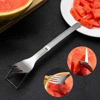 portable multi purpose 2 in 1 stainless steel watermelon fruit fork kitchen tools fold spork fork tableware picnic spoon knife