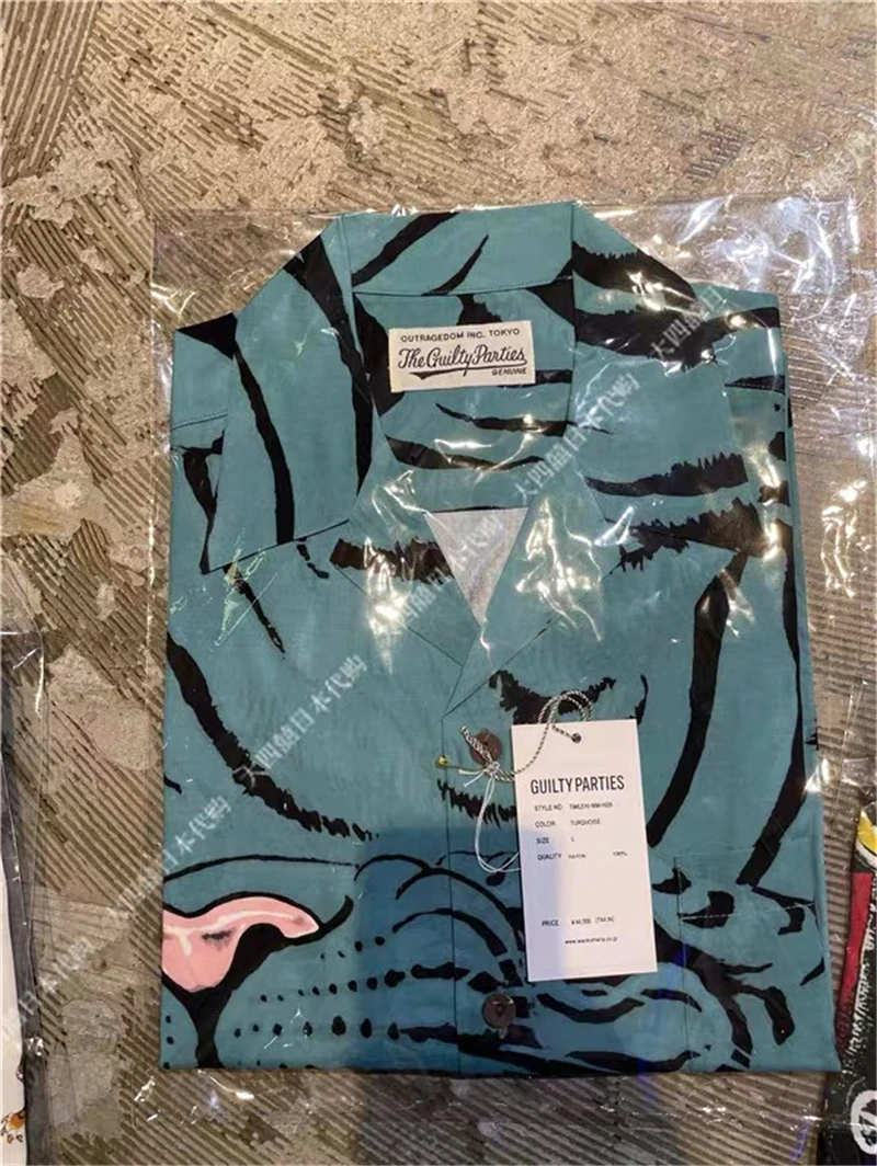 WACKO MARIA Roar Tiger Head Print Short Shirt Men Women High Quality Casual Hawaii Seaside Holiday WACKO Shirts Top