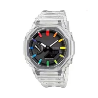 mens sports digital quartz watch full function led all hands can work waterproof high quality transparent 2100 models box