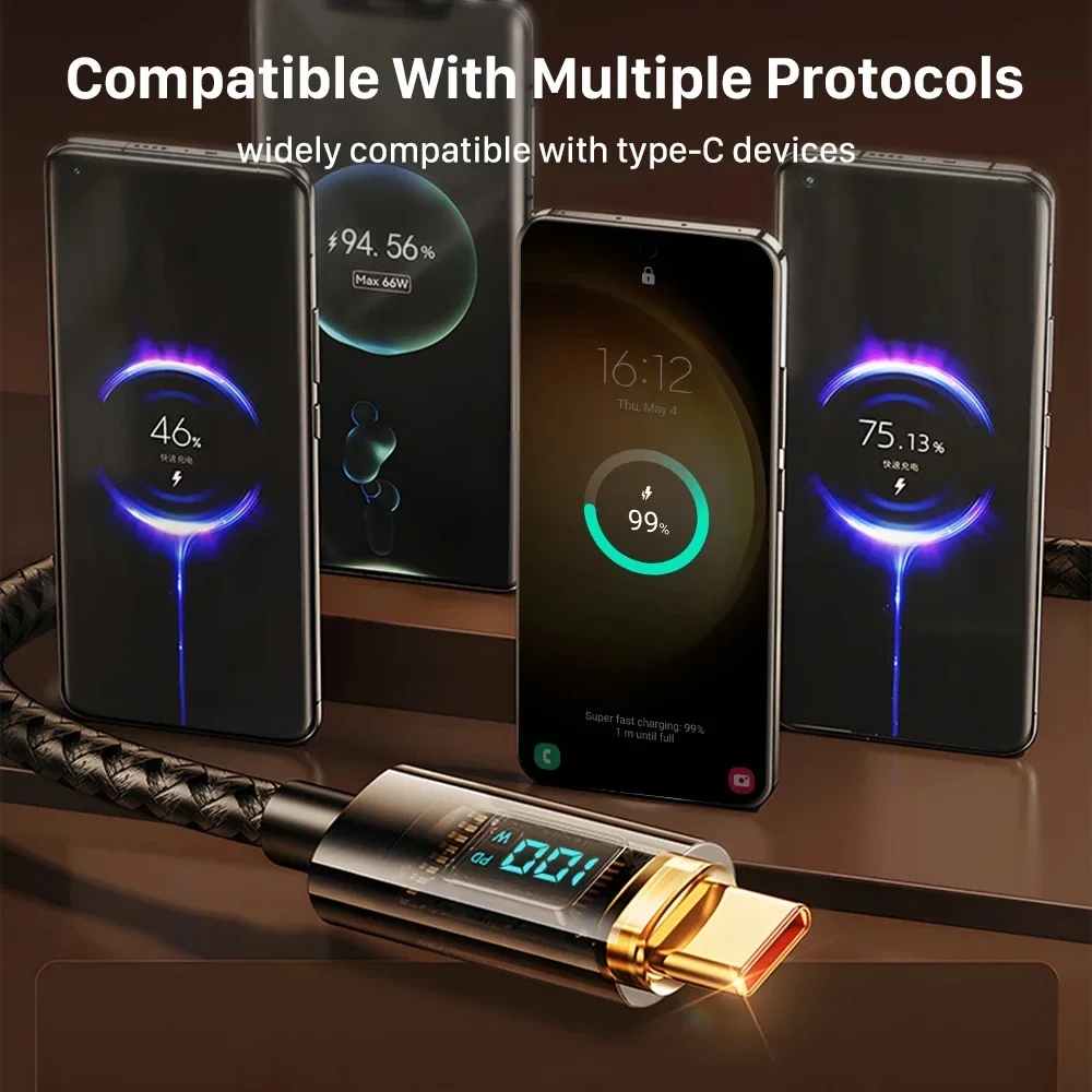 USB-кабель со светодиодным дисплеем USB C к Type PD