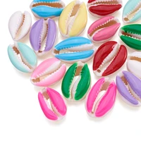 100pcs cowrie shell beads with enamel no holeundrilled mixed color for diy jewelry accessories making necklaces bracelets