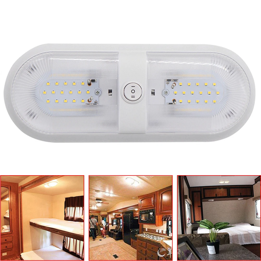 

10-24V DC 48 LED RV Camper Low Consumption High Brightness Ceiling Light with Rocker Switch for Camper Yacht Motorhome