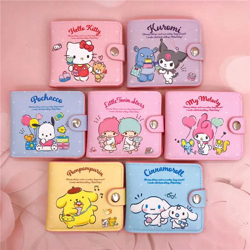 

Sanrio Kawaii Новинка ПУ Повседневный короткий кошелек Hello Kitty Pachacco Kuromicoin кошелек женская сумка для хранения