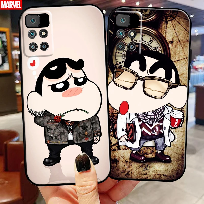 

Cartoon Crayon Shin-chan For Xiaomi Redmi 10 6.5 Inch Phone Case Carcasa Liquid Silicon Soft Silicone Cover Black