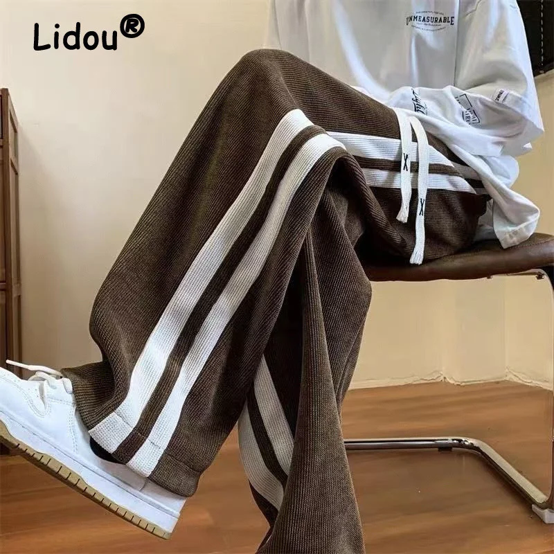 

New Spring Autumn Men's High Street Corduroy Trousers Sport Joggers Loose Casual Straight Pants Sweatpants Pantalones Hombre 4XL