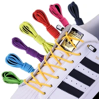1 pair no tie shoelaces round elastic shoe laces kids adult sneakers quick lazy shoelace metal lock accessories rubber band