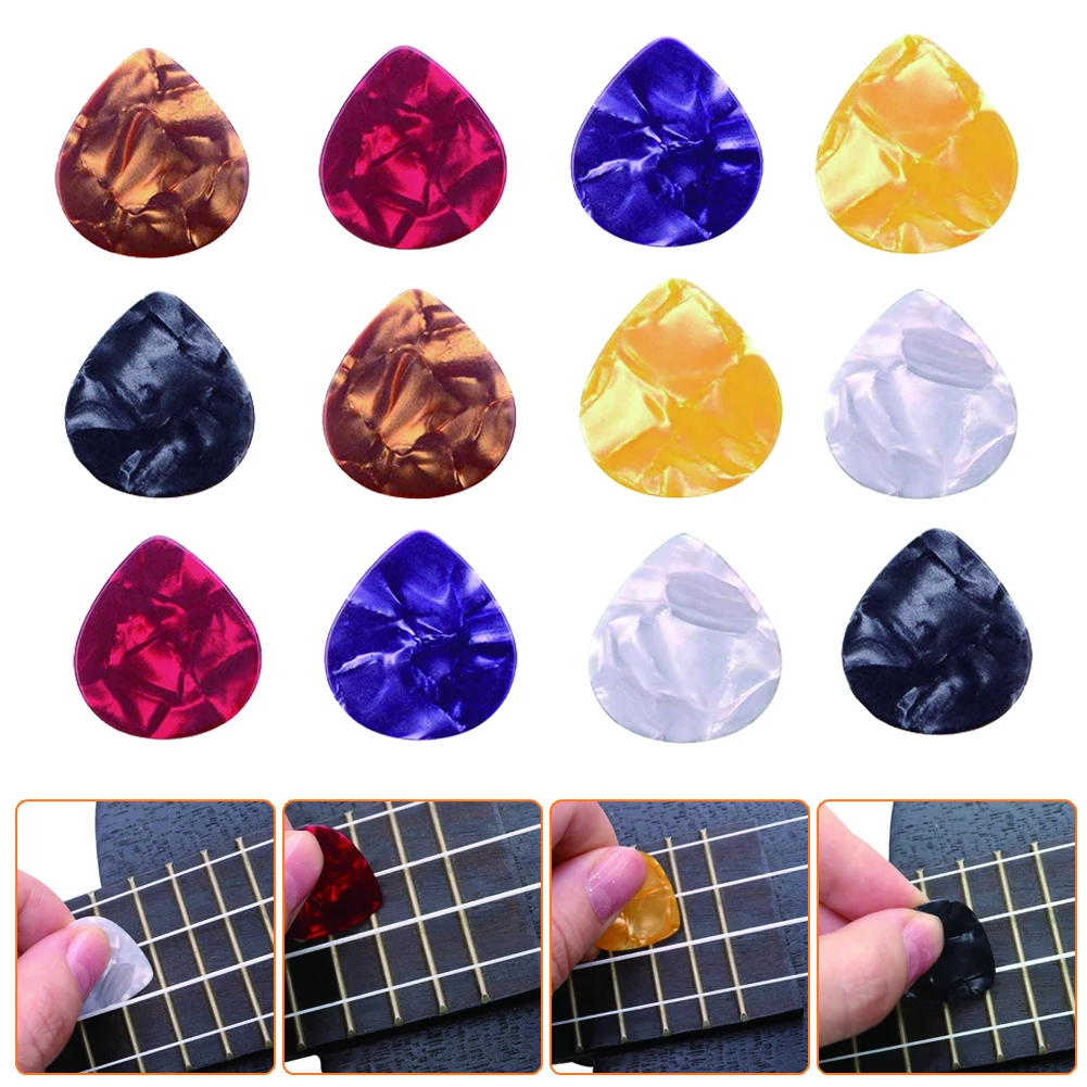 

12PCS Guitar Picks Plectrums Celluloid For Acoustic Electric Guitar Bass 0.75mm Pick Color Random Guitars Practice Accessories