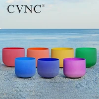 cvnc full color 1pc 8 cdefgab note frosted quartz crystal singing bowl for meditation sound healing with free mallet