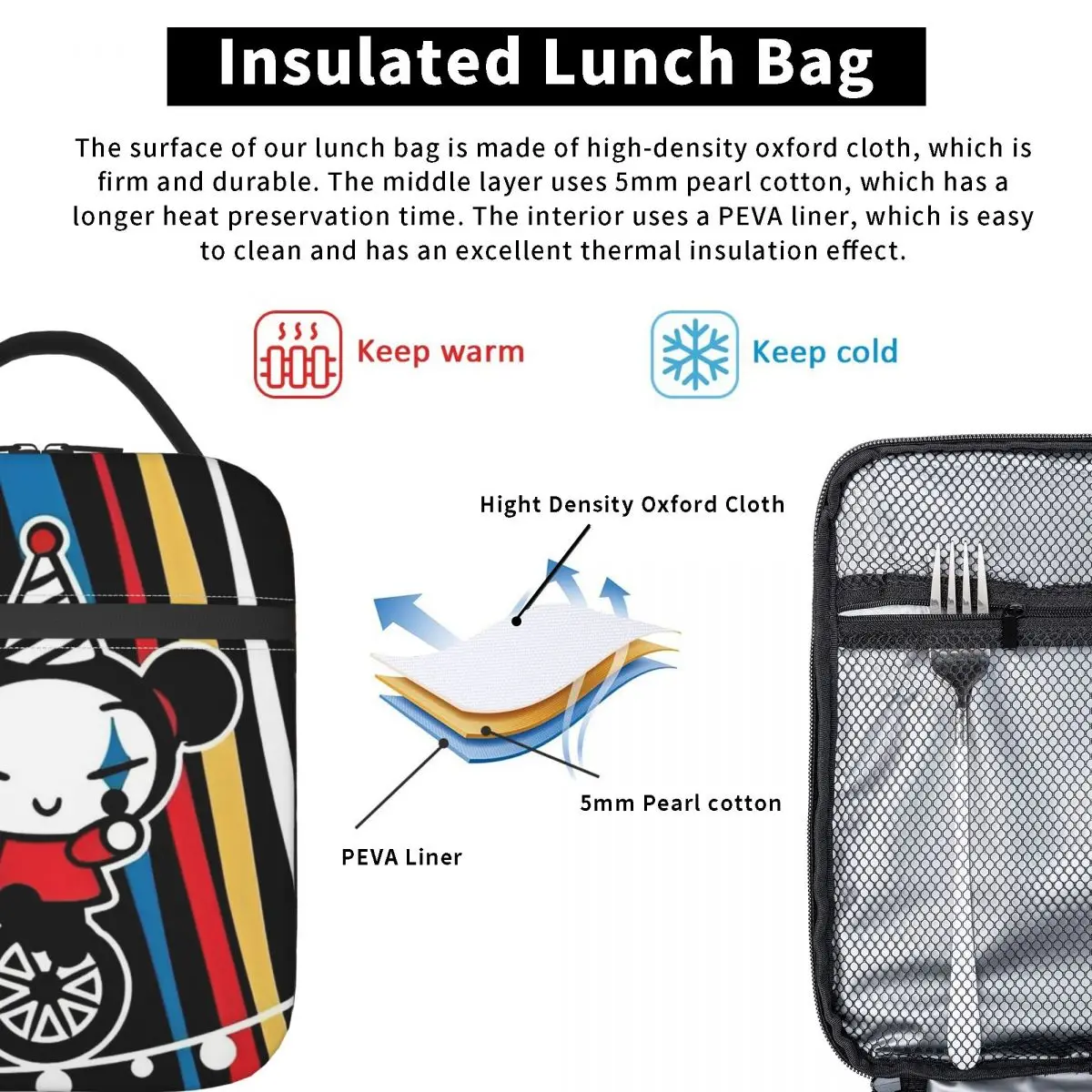 Изолированные сумки для ланча с рисунком аниме Garu Intercom Термосумка Контейнер еды