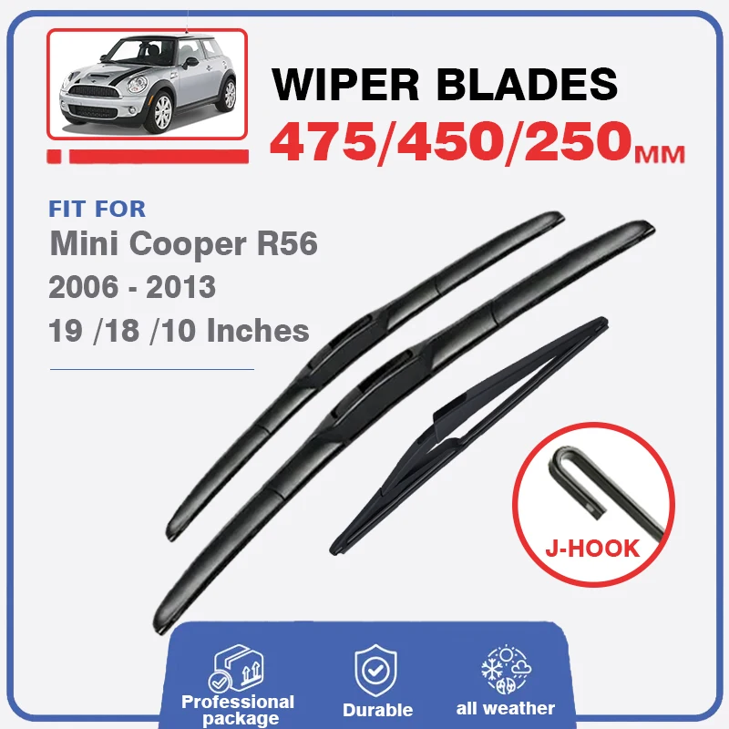 

19"+18"+10" For MINI Cooper R56 Hatch 2006-2013 Front Rear Wiper Blades Brushes Cutter Accessories Windscreen Windshield Window