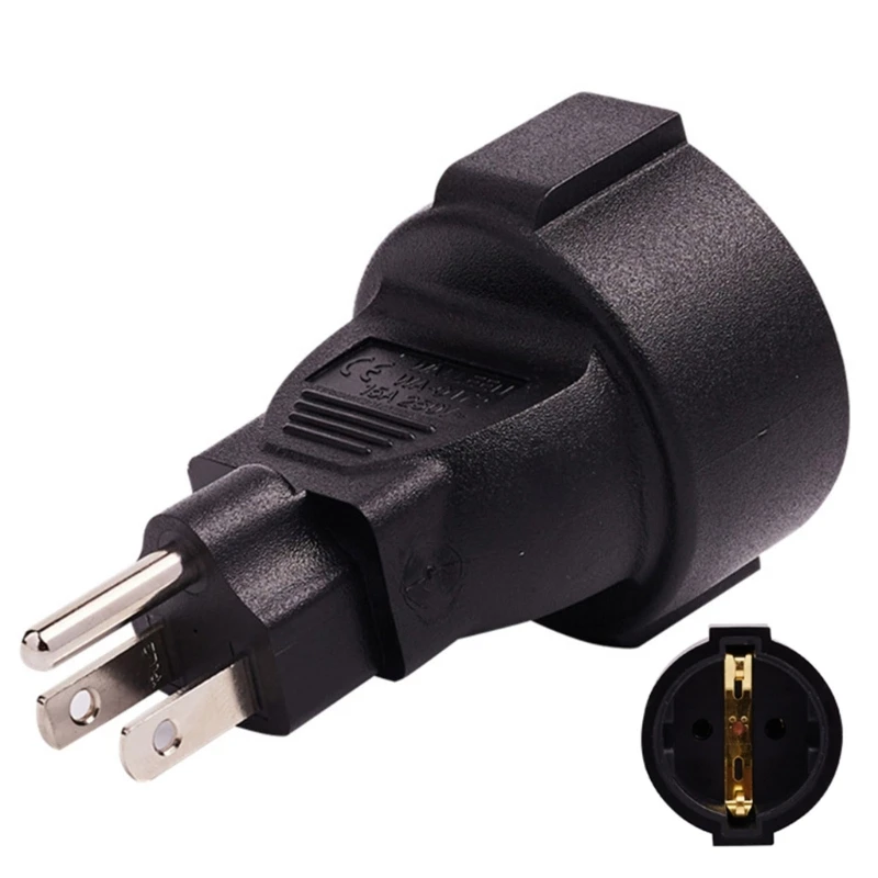 3pin US Plug to EU 3pin AC-Power Supply Adapter Socket Connector Male to Female Dropship