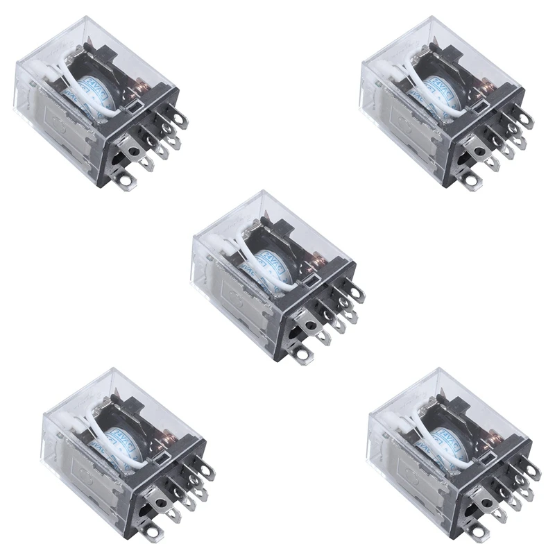 5X JQX-13F LY2 AC 24V Катушка 8-Pin DPDT Red светодиодный электромагнитное реле