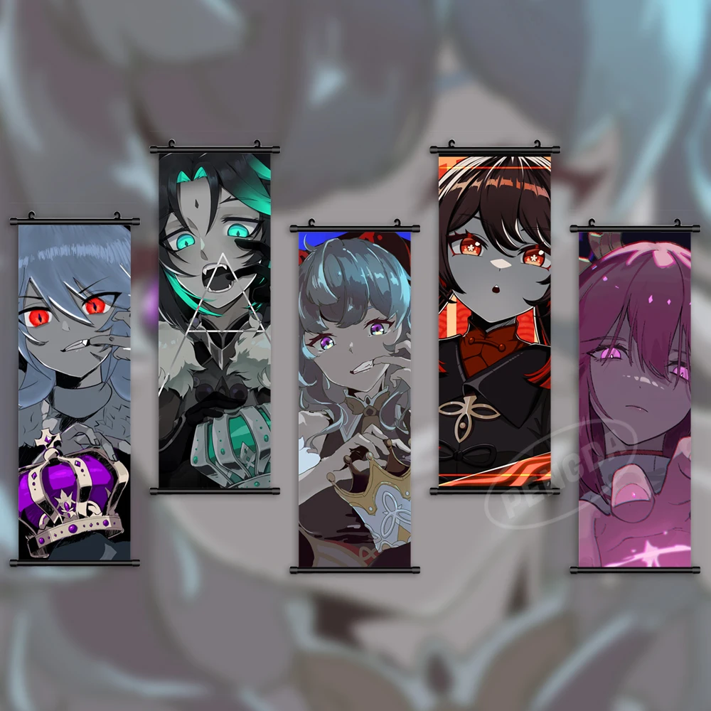 

Canvas Genshin Impact Anime Home Decor Picture Print Yae Miko Hu Tao Poster Wall Art Scroll Hanging Painting Bedside Background