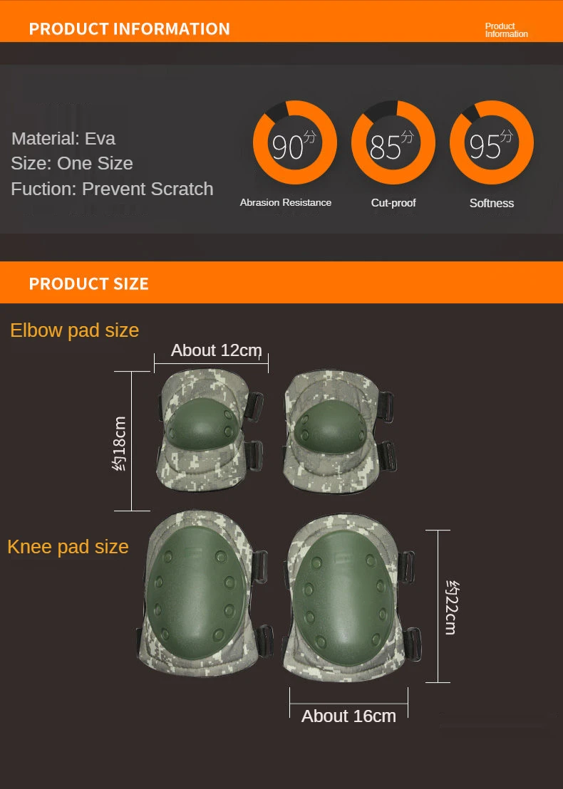 2pcs/set Outdoor Protective Equipment Camouflage Knee Brace Elbow Pads Four-piece Cycling Gear Set Support |