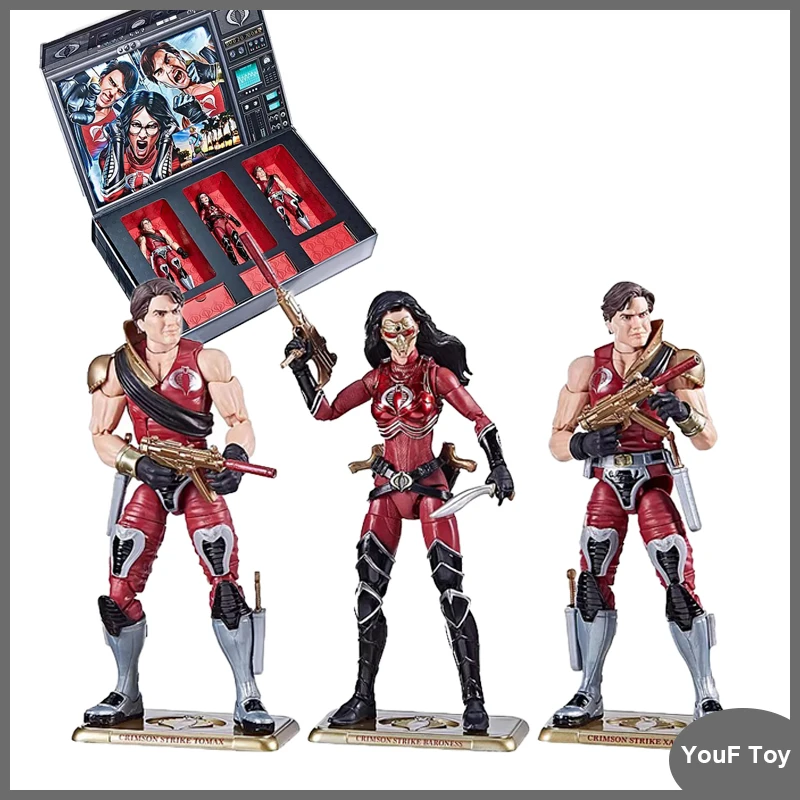 

6-Inch Original G.I. Joe Classified Series Crimson Strike Team: Baroness, Tomax, & Xamot Action Figure Movable Toys Collection