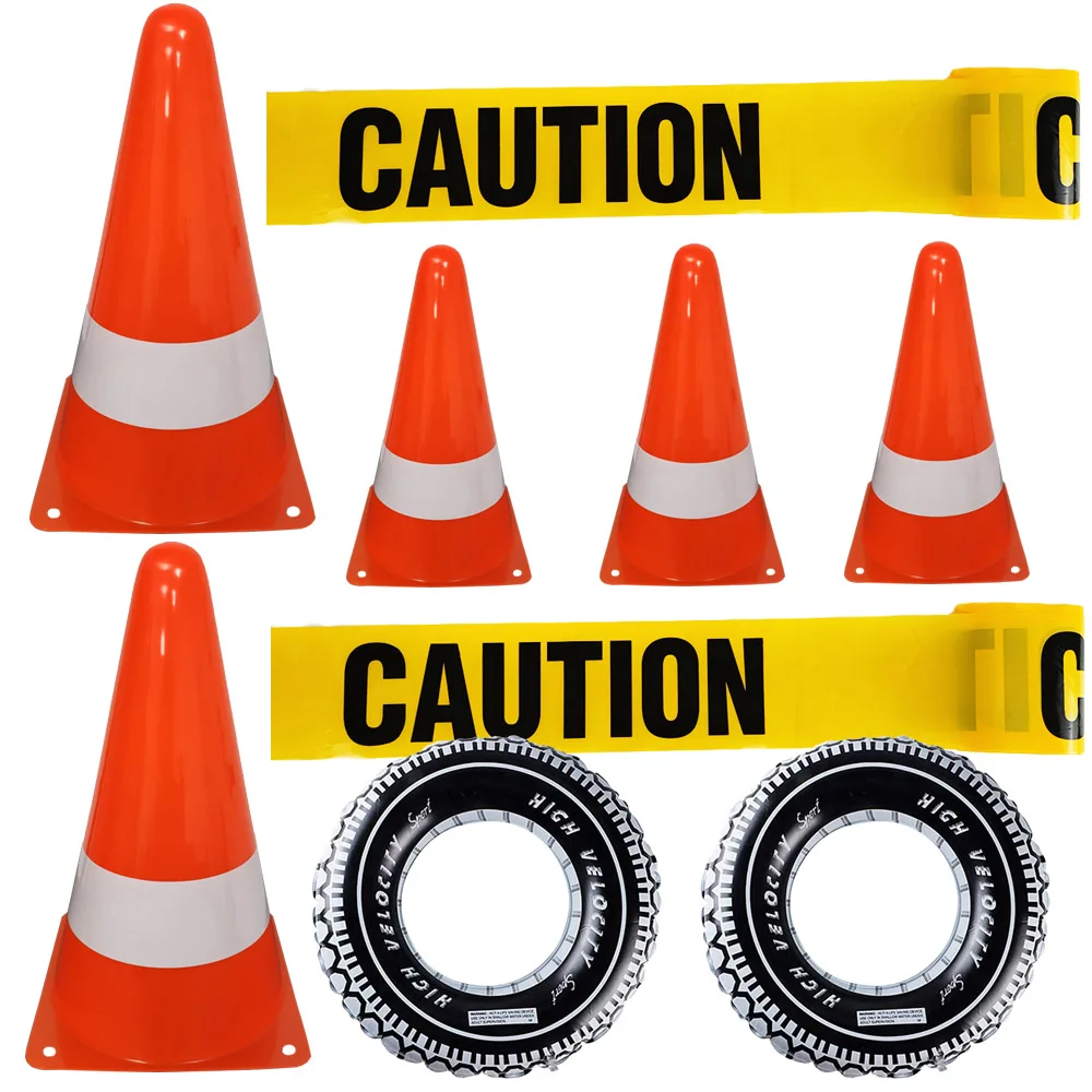 

Construction Birthday Party Supplies Plastic Traffic Cones and Caution Tape Safety Road Parking Construction Cones Decoration